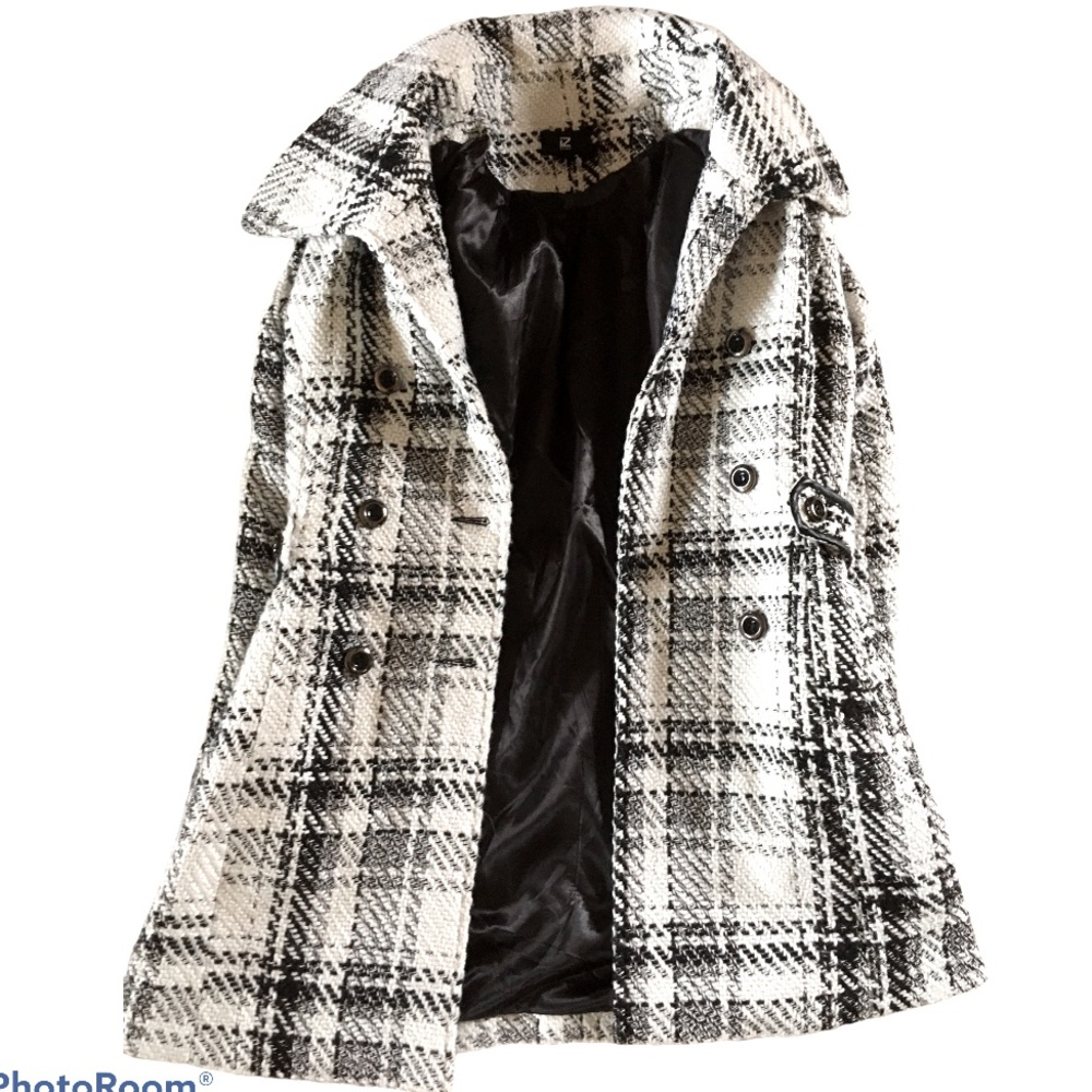 Coat with Faux Leather on Belt